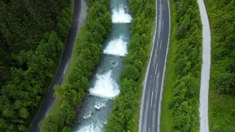 Aerial View Of Mountain River Stock Footage 304113109