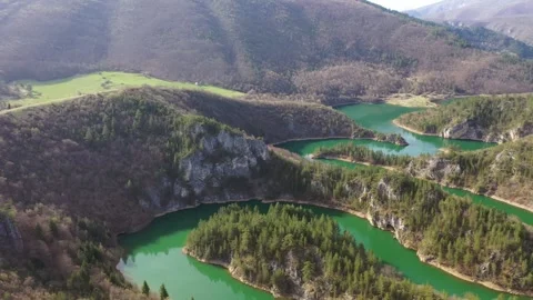 Aerial view of mountain river meanders Stock Footage 271672051