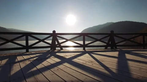 Aerial view on mountain river surrounded with autumn forest and mountains Stock Footage 68383205