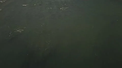 Aerial view of mountain river, valleys and forest through clouds in the morning Stock-Footage 144201975