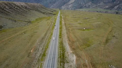 Aerial view of mountain road in Altai region Stock Footage 248961813