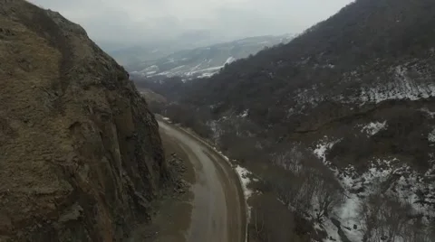 Aerial view of a Mountain road Stock Footage