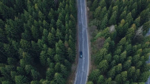 Aerial view of mountain road Stock Footage 88550592