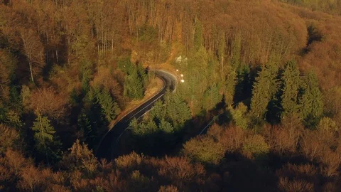 Aerial view of the mountain road Stock Footage 88551520
