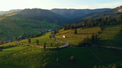 Aerial view of mountain road Stock Footage 94040222