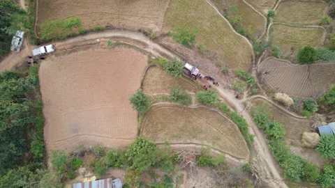 Aerial View of mountain road Stock Footage 155366743
