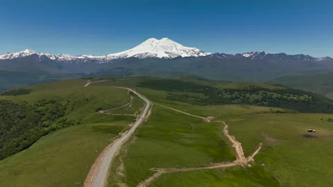Aerial view of a mountain road. Stock Footage 319448219