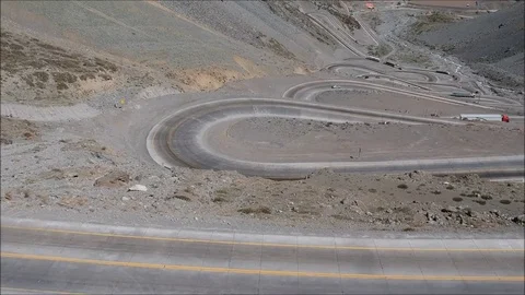 Aerial view of mountain roads in Chile Stock Footage 80423940