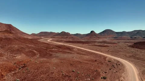 Aerial view of the mountain rock formations in Namibia, Africa. Stock Footage 299841953