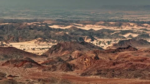 Aerial view of the mountain rock formations in Namibia, Africa. Stock Footage 299842291