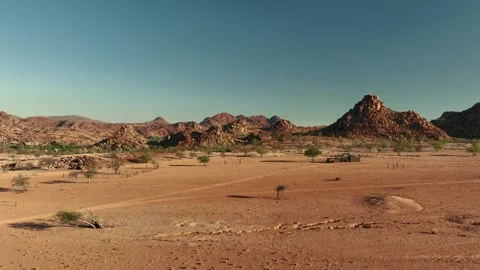 Aerial view of the mountain rock formations in Namibia, Africa. Stock Footage 299845035