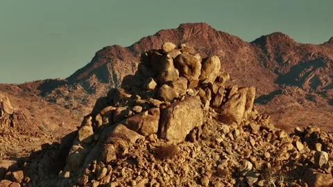 Aerial view of the mountain rock formations in Namibia, Africa. Stock Footage 299845357