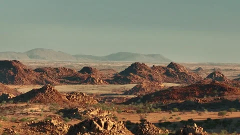 Aerial view of the mountain rock formations in Namibia, Africa. Stock Footage 299845695
