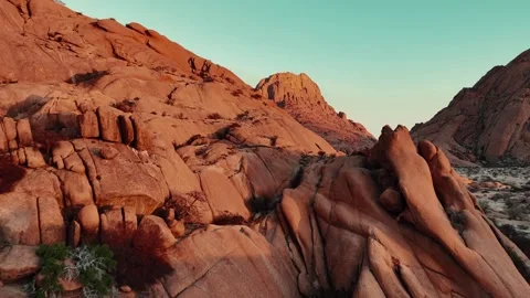 Aerial view of the mountain rock formations in Namibia, Africa. Stock Footage 299846414