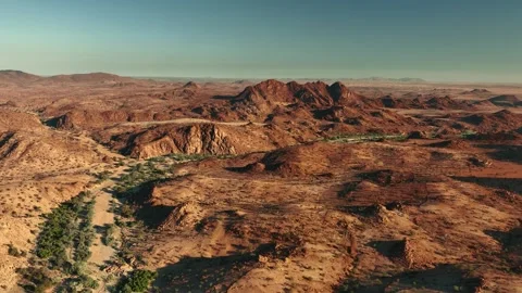 Aerial view of the mountain rock formations in Namibia, Africa. Stock Footage 299846461