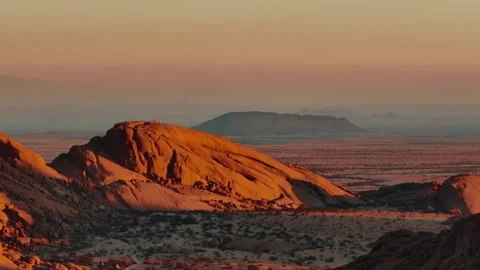 Aerial view of the mountain rock formations in Namibia, Africa. Stock Footage 299846994