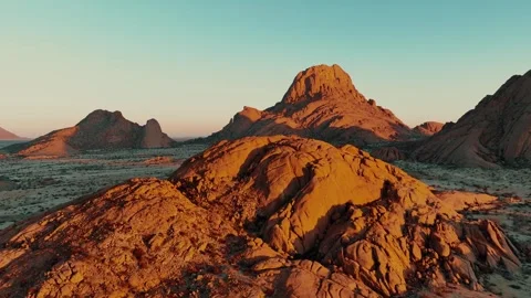 Aerial view of the mountain rock formations in Namibia, Africa. Stock Footage 299847044