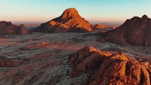 Aerial view of the mountain rock formations in Namibia, Africa. Stock Footage 299847113