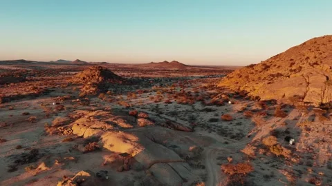 Aerial view of the mountain rock formations in Namibia, Africa. Stock Footage 299847143
