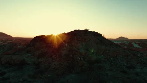 Aerial view of the mountain rock formations in Namibia, Africa. Stock Footage 299847215