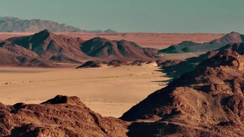 Aerial view of the mountain rock formations in Namibia, Africa. Stock Footage 299918476