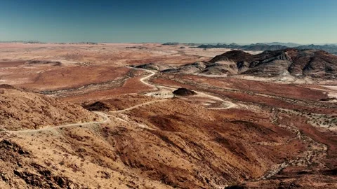 Aerial view of the mountain rock formations in Namibia, Africa. Stock Footage 299924504