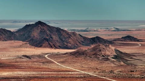Aerial view of the mountain rock formations in Namibia, Africa. Stock Footage 299925367