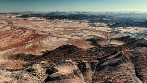 Aerial view of the mountain rock formations in Namibia, Africa. Stock Footage 299925702