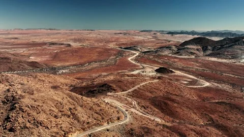 Aerial view of the mountain rock formations in Namibia, Africa. Stock Footage 299926901