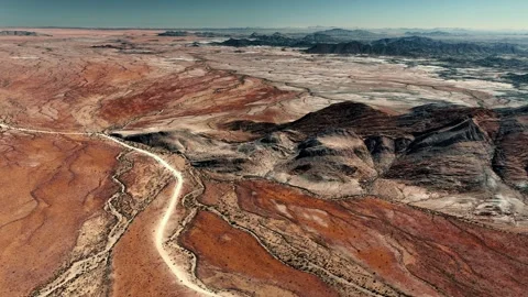 Aerial view of the mountain rock formations in Namibia, Africa. Stock Footage 299928857