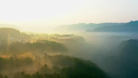 Aerial View of Mountain Sea of Clouds at Dawn 4K Stock Footage 319901970