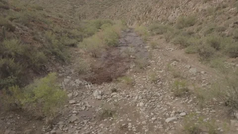 Aerial view of the mountain stream after heavy rains Dothar Province Video stock 106941995