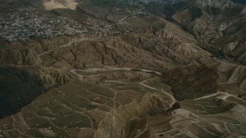 Aerial view of mountain summits in cloudy weather, picturesque landscape Stock Footage 165569100