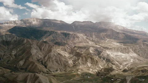 Aerial view of mountain summits in cloudy weather, picturesque landscape Stock Footage 165577000