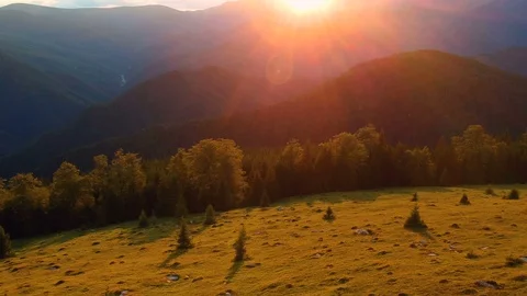 Aerial view of a mountain sunset Stock Footage 91831052