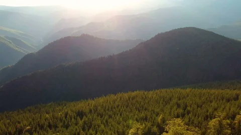 Aerial view of a mountain sunset Stock Footage 91831256