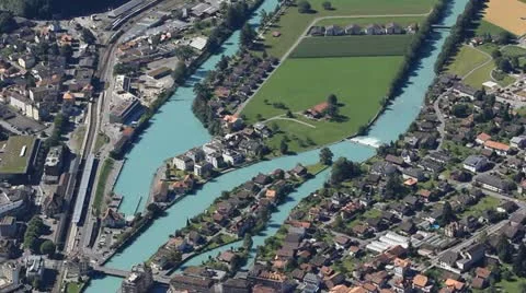 Aerial View Of Mountain Town Stock Footage 21376643
