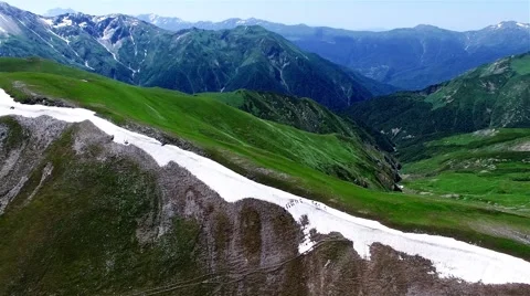 Aerial view of mountain valley 4k nature video. Caucasus, Georgia landscape Stock Footage 68458945
