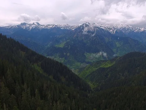Aerial view of the mountain valley in magic evening after storm Stock-Footage 80530349