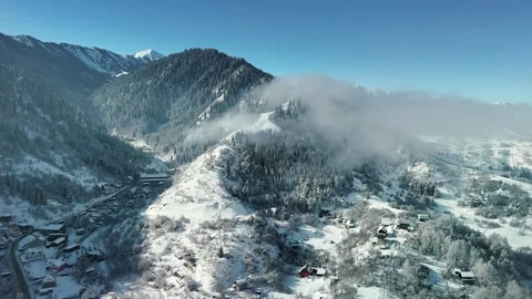 Aerial view of mountain valley with snow Video stock 330067553