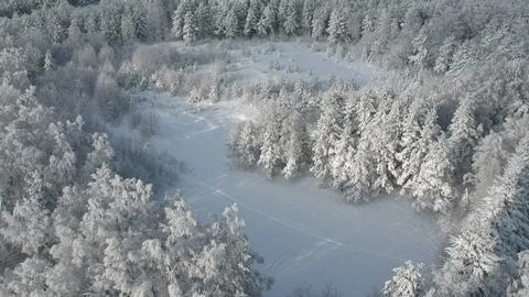 Aerial view at mountain at winter time Video stock 100771007