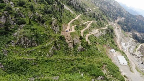 Aerial view of mountainous road in Turkey Stock Footage 120683092