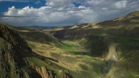 Aerial view of the mountainous terrain. Stock Footage 319443012