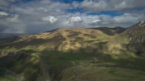 Aerial view of the mountainous terrain. Stock Footage 319443036