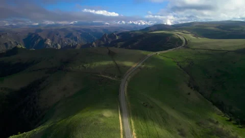 Aerial view of the mountainous terrain. Stock Footage 319447360