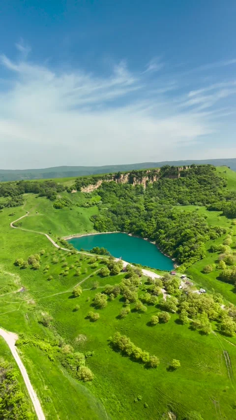Aerial view of the mountainous terrain. Stock Footage 319448372