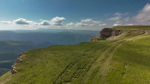 Aerial view of the mountainous terrain. Stock Footage 319450899
