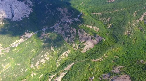 Aerial view of mountains and forests of Sudak area of Crimea, Russia Stock Footage 68214977