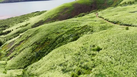 Aerial view of mountains and path, Iceland. Stock Footage 288467053
