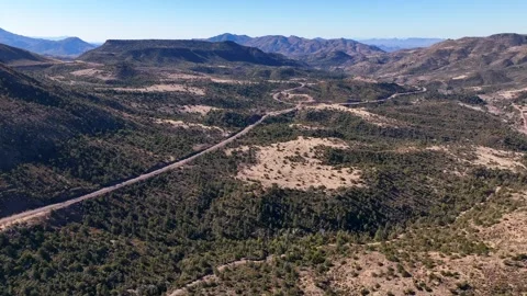 Aerial view of mountains and valley in Tonto National Forest, United States. Stock Footage 312761615